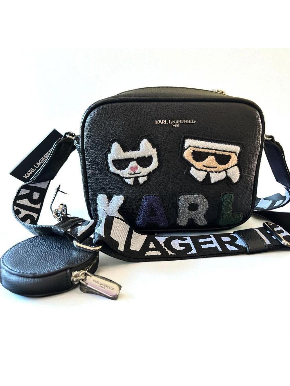 Karl Lagerfeld Paris Maybelle Crossbody Bag Cat Choupette Eiffel Tower Pouch New
